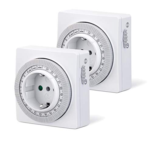 2x conecto Mechanische Zeitschaltuhr für Steckdose | Schieberegler für Zeitangabe | Schaltknopf für Ein/Auto | 96 Schaltsegmente | 24 Stunden Timer | Schutzklasse IP20 | Kindersicherung | 3500W | weiß 2x conecto Mechanische Zeitschaltuhr für Steckdose | Schieberegler für Zeitangabe | Schaltknopf für Ein/Auto | 96 Schaltsegmente | 24 Stunden Timer | Schutzklasse IP20 | Kindersicherung | 3500W | weiß von conecto