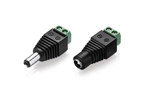 Niedervolt Adapter Set (1x Terminalblock 2-polig auf DC-Hohlbuchse + 1x Terminalblock 2-polig auf DC-Hohlstecker), 5,5x2,1mm, schwarz von conecto