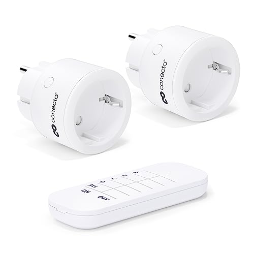 conecto® Funk-Steckdosen-Set: 2x Funksteckdose und 1x Fernbedienung, Innenbereich, 2300 Watt, kompaktes Design, weiß von conecto
