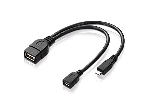 conecto CC20119 USB-OTG Adapter-Kabel, Micro-USB 2.0-Stecker auf USB-Buchse Typ A + Strom-Anschluss (2 Stück), 0,20m von conecto