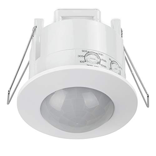 conecto Infrarot Bewegungsmelder Decke innen Unterputz Deckenmontage LED 360° Lichtsteuerung IP20 Dämmerungssensor (1 Stück), weiß von conecto