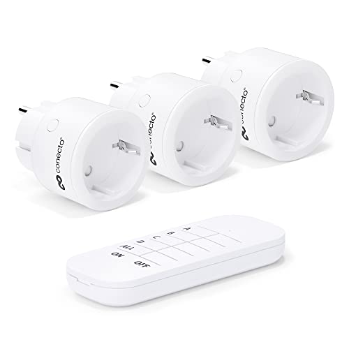 conecto® Funk-Steckdosen-Set: 3x Funksteckdose und 1x Fernbedienung, Innenbereich, 2300 Watt, kompaktes Design, weiß von conecto