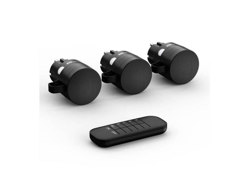 conecto Funksteckdose Funksteckdose mit Fernbedienung für außen Outdoor Set IP44, 3-St. von conecto