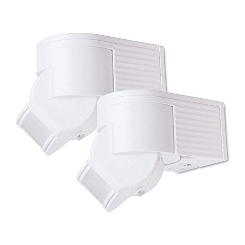 conecto Infrarot Bewegungsmelder innen+außen Aufputz Wand LED 180° schwenkbar neigbar IP44 Dämmerungssensor (2er Set), weiß von conecto