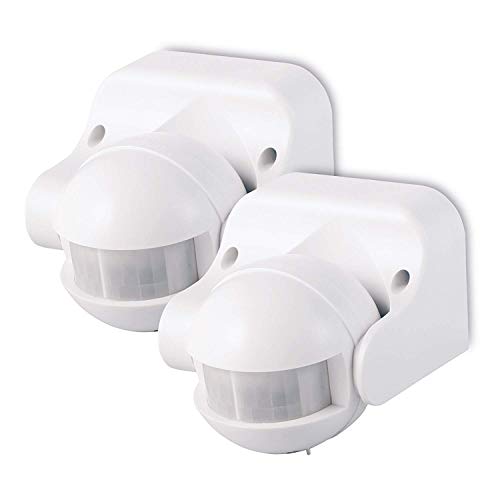 conecto Infrarot Bewegungsmelder innen+außen Aufputz Wand LED 180° schwenkbar neigbar IP44 Dämmerungssensor (2er Set), weiß von conecto