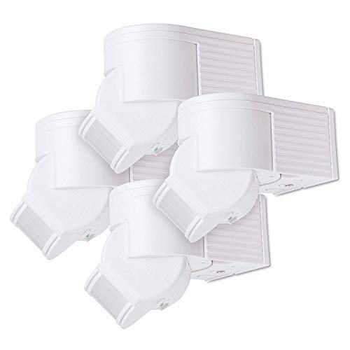 conecto Infrarot Bewegungsmelder innen+außen Aufputz Wand LED 180° schwenkbar neigbar IP44 Dämmerungssensor (4er Set), weiß von conecto