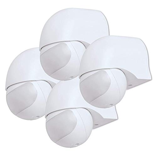 conecto Infrarot Bewegungsmelder innen+außen Aufputz Wand LED 180° schwenkbar neigbar IP44 Dämmerungssensor (4er Set), weiß von conecto
