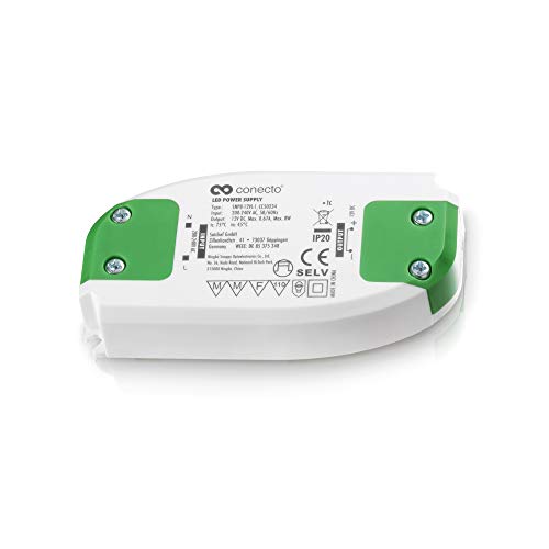 conecto LED Netzteil Transformator - 12 Volt LED-Trafo für LED Leuchtmittel und Lampen 8 Watt von conecto