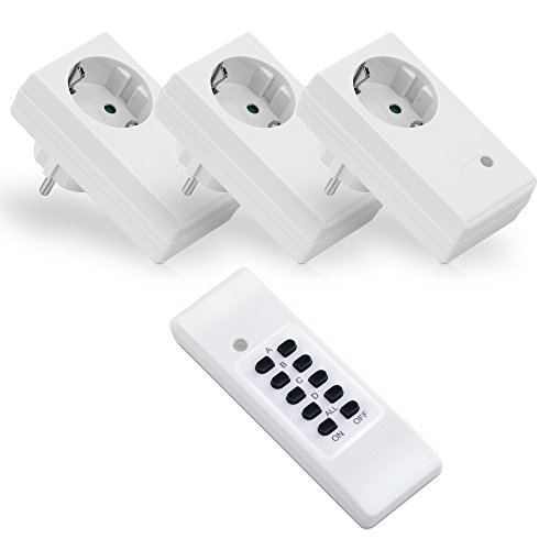 conecto Funksteckdosen Set (3x Funksteckdose, 1x Funkfernbedienung), Indoor, weiß von conecto