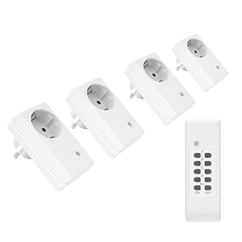 conecto Funksteckdosen Set (4x Funksteckdose, 1x Funkfernbedienung), Indoor, weiß, SA-CC50697 von conecto