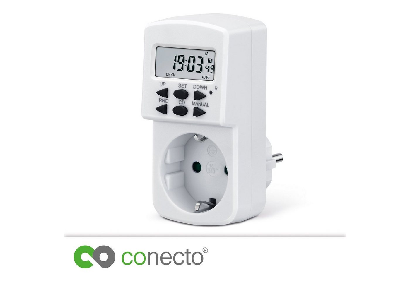 conecto Zeitschaltuhr conecto Digitale Zeitschaltuhr, IP20, 1800 Watt, weiß von conecto
