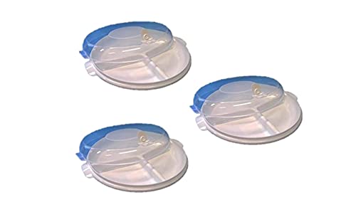 conny clever 3 x Mikrowellengeschirr, Mikrowellenteller aus Kunststoff, dreigeteilt, mit Entlüftung in der Haube, Ø 23cm, transparent-weiß von conny clever