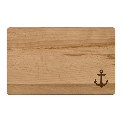 Frühstücksbrett Holz 24x15x1cm Schneidebrett aus geöltem Buchenholz FSC-Zertifiziert mit graviertem Motiv: Anker von contento