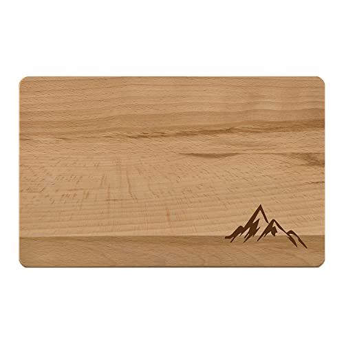 Frühstücksbrett Holz 24x15x1cm Schneidebrett aus geöltem Buchenholz FSC-Zertifiziert mit graviertem Motiv: Berge von contento