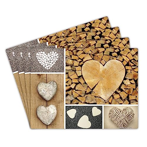 Tischsets (4er Set) Herzen, Herz, Liebe, 40 x 30 cm Platzset aus hochwertigem Vinyl, Tischset abwaschbar, robust + rutschfest, Gedeckunterlage, BPA-frei | Design: “Hearts“ von contento