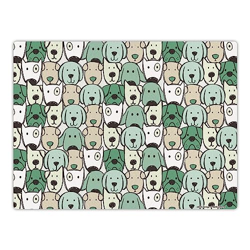 Tischsets für Kinder (4er Set) Hunde, 40 x 30 cm Platzset aus hochwertigem Vinyl, Tischset abwaschbar + rutschfest, BPA-frei | Design: “Cats&Dogs - Dog Pattern Green“ von contento