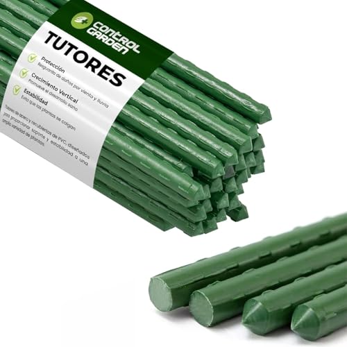 CONTROL GARDEN Packung mit 30 Pflanzenstützen aus kunststoffbeschichtetem Stahl, 150 cm Ø 9 mm, Wachstumsstäbe, Pflanzenständer, geeignet für drinnen und draußen (30) von + control GARDEN