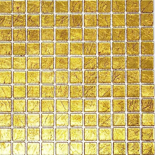 Glasmosaik Quadrat Crystal uni gold Struktur Glasmosaik Transluzent Transparent 3D Mosaikstein Format 23x23x8 mm Mattengröße 300x300mm 1 Matte von conwire