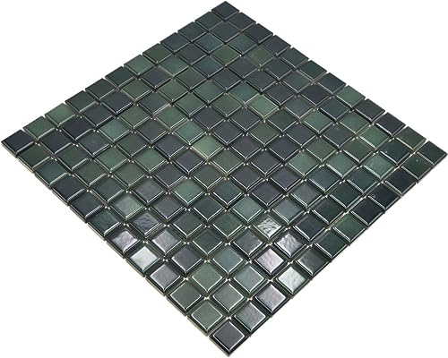 Jasba Mosaik Keramik Steinzeug forest green mix glänzend Küche Bad Dusche 1 Mosaikmatte von conwire