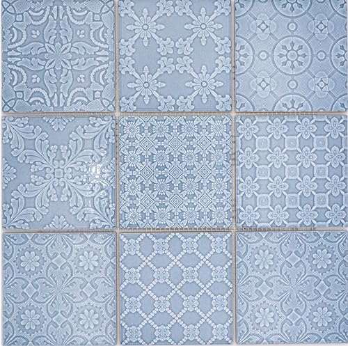 Jasba Mosaik Keramik nordic blue glänzend Retrooptik Wand Innen Außen Wohnraum Küche Bad Dusche Schwimmbad von conwire