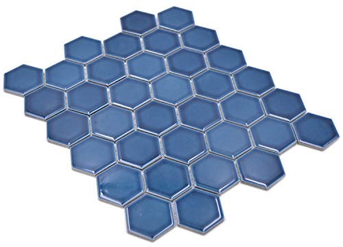 Keramik Mosaik Hexagon Sechseck blaugrün glänzend Wand Boden Küche Dusche Bad Fliesenspiegel Mosaikfliese Mosaikmatte Mosaikplatte von conwire
