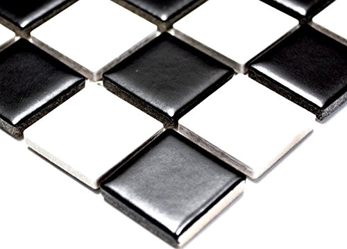 Keramik Mosaik Schachbrett schwarz weiß matt Mosaikfliese Fliesenspiegel MOS18-0305/1 Mosaikmatte von conwire