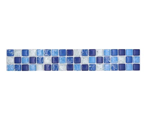 Mosaik Borde Bordüre Glasmosaik bebrochen mix weiss blau Wand Fliesenspiegel Küche Dusche von conwire