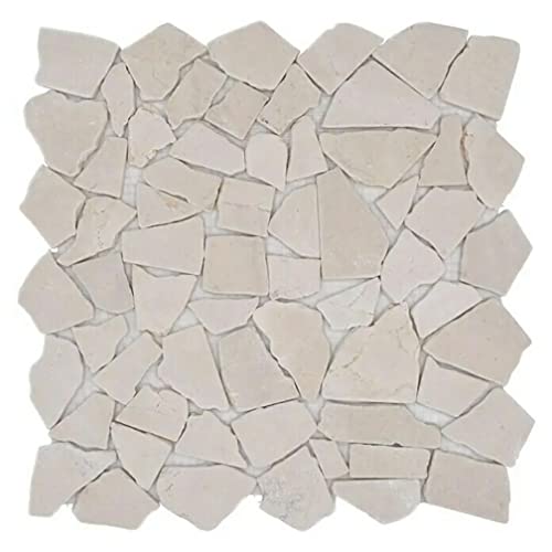Mosaik Bruch/Ciot uni Botticino Marmor Naturstein Küche, Mosaikstein Format: 15-69x8 mm, Bogengröße: 305x305 mm, 1 Bogen/Matte Mosaik Bruch/Ciot uni Botticino Marmor Naturstein Küche, Mosaikstein Format: 15-69x8 mm, Bogengröße: 305x305 mm, 1 Bogen/Matte von conwire