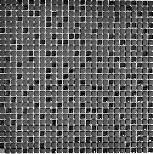 Mosaik Fliese ECO Recycling GLAS Enamel schwarz matt Glas für WAND BAD WC DUSCHE KÜCHE FLIESENSPIEGEL THEKENVERKLEIDUNG BADEWANNENVERKLEIDUNG Mosaikmatte Mosaikplatte von conwire