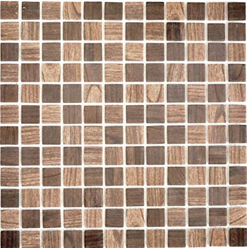 Mosaik Fliese ECO Recycling GLAS Holzstruktur braun dunkelbraun für WAND BAD WC DUSCHE KÜCHE FLIESENSPIEGEL THEKENVERKLEIDUNG BADEWANNENVERKLEIDUNG Mosaikmatte Mosaikplatte von conwire