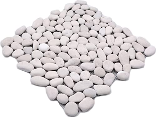 Mosaik Fliese Flußkiesel Steinkiesel Kiesel cream weiß gewölbt für WAND BAD WC DUSCHE KÜCHE FLIESENSPIEGEL THEKENVERKLEIDUNG BADEWANNENVERKLEIDUNG Mosaikmatte Mosaikplatte von conwire