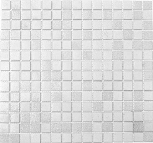 Mosaik Fliese Glas weiß für BODEN WAND BAD WC DUSCHE KÜCHE FLIESENSPIEGEL THEKENVERKLEIDUNG BADEWANNENVERKLEIDUNG Mosaikmatte Mosaikplatte von conwire