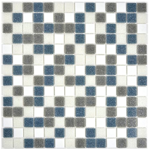 Mosaik Fliese Glas weiß grau metallic für BODEN WAND BAD WC DUSCHE KÜCHE FLIESENSPIEGEL THEKENVERKLEIDUNG BADEWANNENVERKLEIDUNG Mosaikmatte Mosaikplatte von conwire