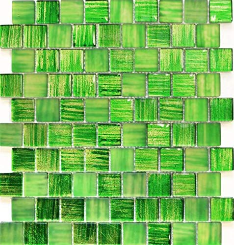 Mosaik Fliese Glasmosaik Crystal Milchglas grün klar gefrostet matt für WAND BAD DUSCHE KÜCHE FLIESENSPIEGEL THEKENVERKLEIDUNG BADEWANNENVERKLEIDUNG Mosaikmatte Mosaikplatte | 10 Mosaikmatten von conwire