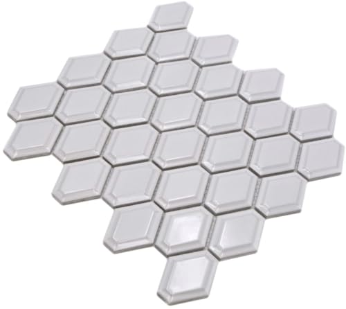 Mosaik Fliese Keramik Diamant Metro weiß glänzend für WAND BAD WC DUSCHE KÜCHE FLIESENSPIEGEL THEKENVERKLEIDUNG BADEWANNENVERKLEIDUNG WB13MD-0101 von conwire