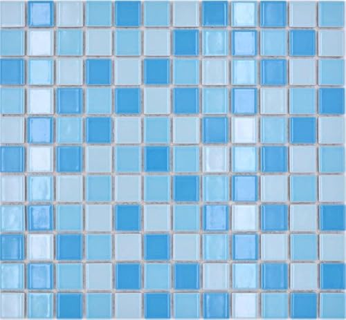 Mosaik Fliese Keramik blau glänzend für WAND BAD WC DUSCHE KÜCHE FLIESENSPIEGEL THEKENVERKLEIDUNG BADEWANNENVERKLEIDUNG Mosaikmatte Mosaikplatte von conwire