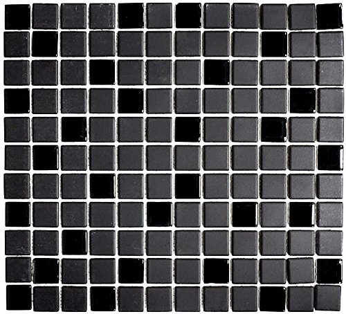 Mosaik Fliese Keramik schwarz unglasiert Glas für WAND BAD WC DUSCHE KÜCHE FLIESENSPIEGEL THEKENVERKLEIDUNG BADEWANNENVERKLEIDUNG Mosaikmatte Mosaikplatte von conwire