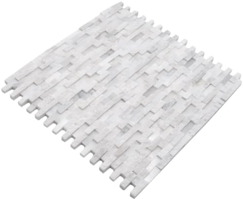 Mosaik Fliese Marmor Naturstein Brick Splitface weiß 3D klein für WAND BAD WC DUSCHE KÜCHE FLIESENSPIEGEL THEKENVERKLEIDUNG BADEWANNENVERKLEIDUNG Mosaikmatte Mosaikplatte von conwire