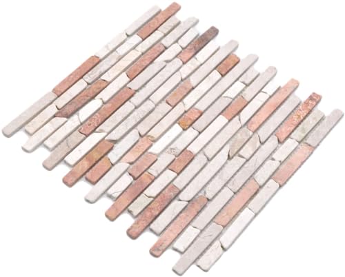 Mosaik Fliese Marmor Naturstein beige rot Brick RossoCream für BODEN WAND BAD WC DUSCHE KÜCHE FLIESENSPIEGEL THEKENVERKLEIDUNG BADEWANNENVERKLEIDUNG Mosaikmatte Mosaikplatte von conwire