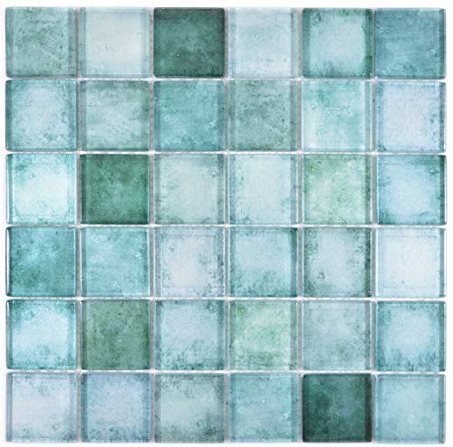 Mosaik Fliese Quadrat Crystal Glas mix grün für FLIESENSPIEGEL BADEWANNENVERKLEIDUNG von conwire