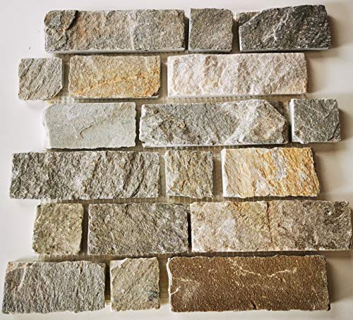 Mosaik Fliese Schiefer Naturstein hell beige 34-1202_F für BODEN WAND BAD WC DUSCHE KÜCHE FLIESENSPIEGEL THEKENVERKLEIDUNG BADEWANNENVERKLEIDUNG Mosaikmatte Mosaikplatte | 10 Mosaikmatten von conwire