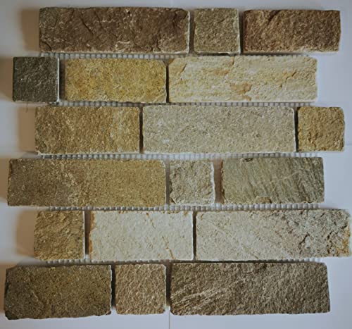 Mosaik Fliese Schiefer Naturstein hell beige für BODEN WAND BAD WC DUSCHE KÜCHE FLIESENSPIEGEL THEKENVERKLEIDUNG BADEWANNENVERKLEIDUNG Mosaikmatte Mosaikplatte von conwire