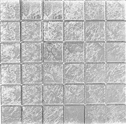 Mosaik Fliese Transluzent Glasmosaik Crystal silber Struktur für WAND BAD WC DUSCHE KÜCHE FLIESENSPIEGEL THEKENVERKLEIDUNG BADEWANNENVERKLEIDUNG Mosaikmatte Mosaikplatte von conwire