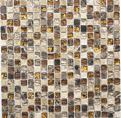 Mosaik Fliese Transluzent beige braun Glasmosaik Crystal Stein beige braun für WAND BAD WC DUSCHE KÜCHE FLIESENSPIEGEL THEKENVERKLEIDUNG BADEWANNENVERKLEIDUNG Mosaikmatte Mosaikplatte von conwire