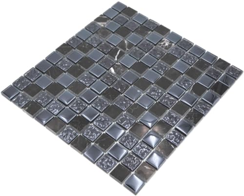 Mosaik Fliese Transluzent grau schwarz Glasmosaik Crystal Stein grau schwarz für WAND BAD WC DUSCHE KÜCHE FLIESENSPIEGEL THEKENVERKLEIDUNG BADEWANNENVERKLEIDUNG Mosaikmatte Mosaikplatte von conwire