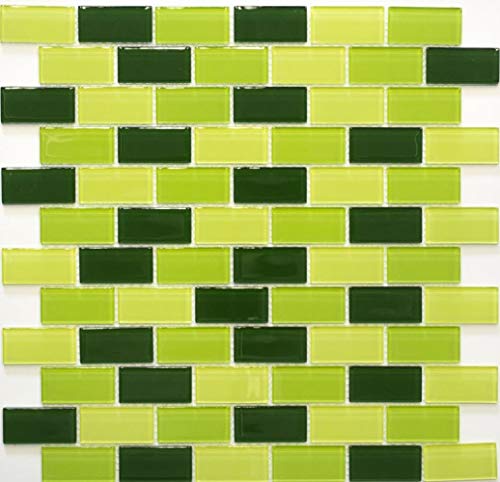 Mosaik Fliese Transluzent grün Brick Glasmosaik Crystal hellgrün grün dunkelgrün für WAND BAD WC DUSCHE KÜCHE FLIESENSPIEGEL THEKENVERKLEIDUNG BADEWANNENVERKLEIDUNG Mosaikmatte Mosaikplatte von conwire