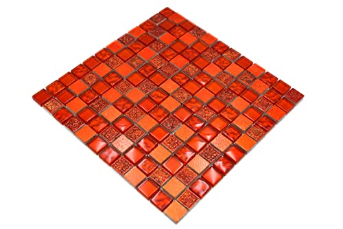 Mosaik Fliese Transluzent rot Glasmosaik Crystal Resin rot Struktur für WAND WC KÜCHE FLIESENSPIEGEL THEKENVERKLEIDUNG Mosaikmatte Mosaikplatte von conwire