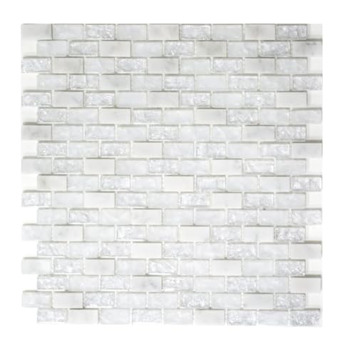 Mosaik Fliese Transluzent weiß Brick Glasmosaik Crystal Stein weiß für WAND BAD WC DUSCHE KÜCHE FLIESENSPIEGEL THEKENVERKLEIDUNG BADEWANNENVERKLEIDUNG Mosaikmatte Mosaikplatte von conwire
