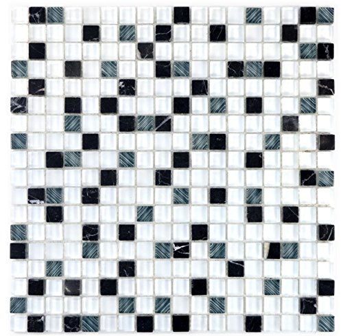 Mosaik Fliese Transluzent weiß grau Glasmosaik Crystal Stein superweiß matt schwarz für WAND BAD WC DUSCHE KÜCHE FLIESENSPIEGEL THEKENVERKLEIDUNG BADEWANNENVERKLEIDUNG Mosaikmatte Mosaikplatte von conwire