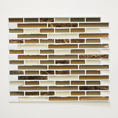 Mosaik Fliese selbstklebend Vinyl Folie Vinyl braun Vinyl brown marble 4er Pack für WAND KÜCHE FLIESENSPIEGEL THEKENVERKLEIDUNG Mosaikmatte Mosaikplatte von conwire